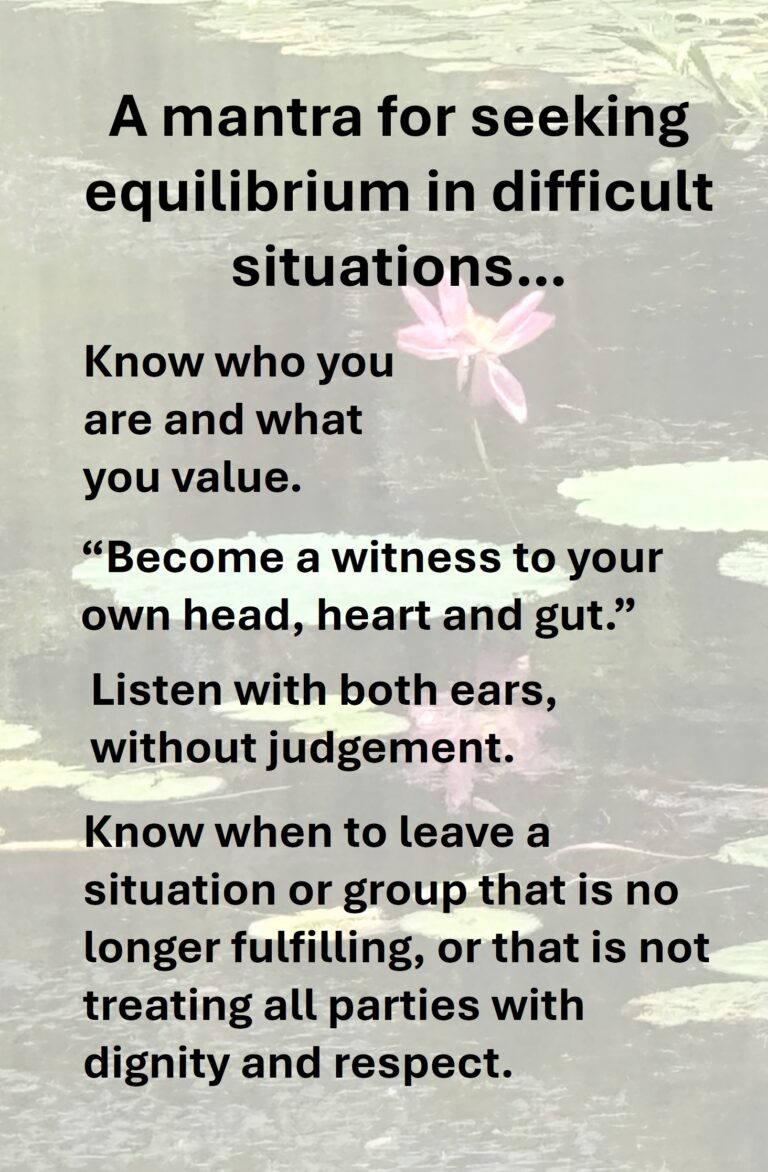Read more about the article Seeking equilibrium in difficult situations